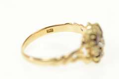 14K Yellow Gold Victorian Diamond Garnet Seed Pearl Statement Ring