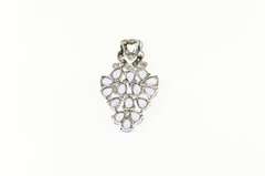 10K White Gold Pear Tanzanite Diamond Cluster Heart Pendant