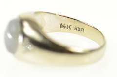 14K White Gold Retro Grey Blue Sapphire Diamond Statement Ring