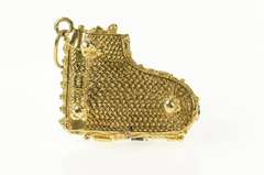 14K Yellow Gold Retro Elaborate Pearl Emerald Piano Charm/Pendant