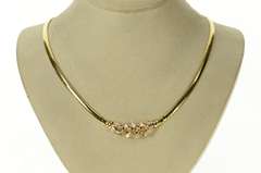14K Yellow Gold 1.60 Ctw Baguette Diamond Braid Omega Necklace