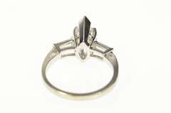 14K White Gold Three Stone Marquise Travel Engagement Ring