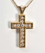 Sparkling Diamond Cross on Necklace