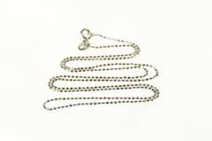 14K White Gold 1.1mm Ball Link Fancy Classic Chain Necklace