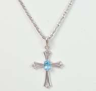 Topaz Cross Pendant & Chain in Gold