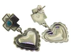 Sterling Silver Cross And Heart Dangle Earrings