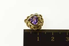 10K Yellow Gold Heart Amethyst Scalloped Slide Bracelet Charm/Pendant