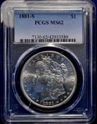 1881-S Morgan Silver Dollar PCGS MS62.