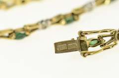 10K Yellow Gold Marquise Emerald Diamond Classic Tennis Bracelet