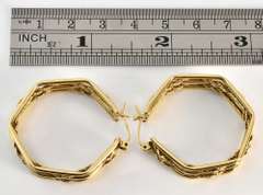 Fashionable Hexagonal Hoop Gold Earrings