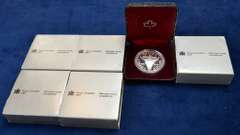 Lot Of 5 Canada 1982 1 Dollar Regina Centennial 23.3 Grams .500 Silver.