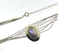 Sterling Silver Multi Strands Tube Chain With Pendant