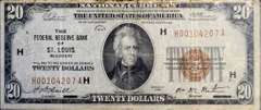 Series 1929 Federal Reserve Bank Of St. Louis Missouri $20 Circulated