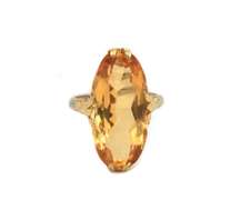 Vintage 18kt YG Synthetic Oval Citrine Ring