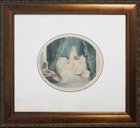 ORIGINAL WATERCOLORING BY LOUIS ICART BLUE ALCOVE 1929. SIGNED  ICART BLUE ALCOVE