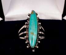Elegant Turquoise in Unique Sterling Silver Ring.