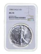 MS70 1988 American Silver Eagle - Graded NGC