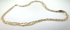 Marvelous White & Gold Italian Sterling Silver Braid Chain Necklace
