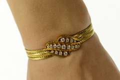14K Yellow Gold 0.69 Ctw 1940's Diamond Wave Statement Bracelet