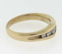 Wonderful Channel Set Diamond Yellow Gold Men's Ring