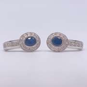 14kt Gold, Blue Sapphire & Diamond Earrings