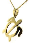 Wonderful  Yellow Gold Sea Turtle Necklace