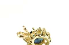 14K Yellow Gold 1.10 Ctw Natural Sapphire Diamond Halo Pendant