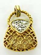 10K Gold Diamond Purse Pendant
