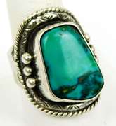 Superb Vintage N.A. Indian Turquoise Sterling Ring, Size 10