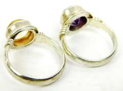 2 Sterling Quartz Gemstone Rings