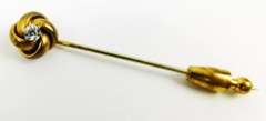 Antique Gold Filled Love Knot Stick Pin with Diamond