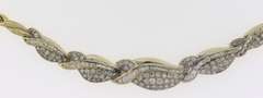 Eyecatching Yellow Gold Leaf Style CZ Necklace w Matching Bracelet