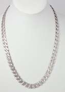 Heavy Sterling Silver Curb Link Chain Necklace.