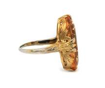 Vintage 18kt YG Synthetic Oval Citrine Ring