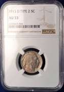 1913-D Buffalo Nickel Type 2 NGC AU53