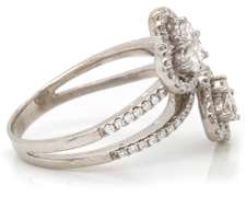 Pleasing White Gold Diamond Double Heart Mixed Cut Ring