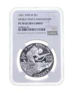 PF70UCAM 1991-1995-W World War II Commemorative Silver Dollar NGC