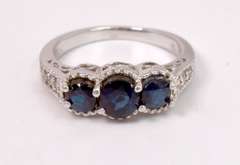 Spectacular Sapphires in 14k White Gold Ring