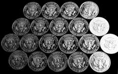 Roll Of 20 1964 Proof Kennedy Half Dollars Accented Hair.