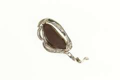 14K White Gold Natural Black Opal Diamond Accent Statement Pendant
