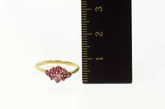 14K Yellow Gold Squared Ruby Cluster Classic Statement Ring