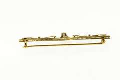 14K Yellow Gold Art Deco Diamond Ornate Filigree Bar Pin/Brooch