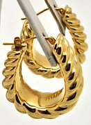 LADIES 14 KT YELLOW GOLD WAVE DESIGN LOOP EARINGS.