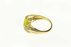 14K Yellow Gold Oval Peridot Green Diamond Accent Statement Ring