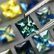 Unheated! 5.02ct princess cut Australian Sapphire set
