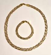 Sparkling Bi-Color Sterling Necklace & Bracelet