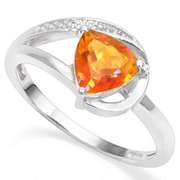 925 STERLING SILVER TRI 7MM AZOTIC GEMSTONE & DIAMOND WOMEN RING