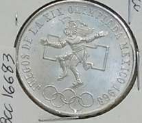 Mexico 25 Peso 1968 Olympics Silver 720 fine