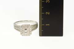 14K White Gold 0.67 Ctw Baguette Diamond Halo Engagement Ring