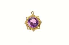 14K Yellow Gold Ornate Sim. Amethyst Victorian Star Charm/Pendant